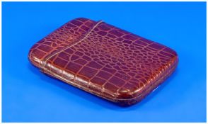 A Good Quality Crocodile Style Cigar Case. Circa 1950`s. Excellent quality. 7`` x 7``