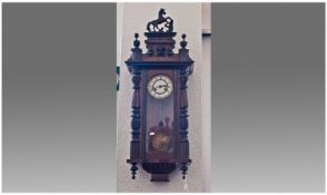 Victorian Vienna Wall Clock, fitted with a horse figure to top and a woman`s head motif below, the