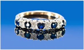 9ct Gold Dress Ring Set With Sapphire And Diamond Chips, Fully Hallmarked, Ring Size K