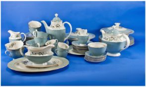 Royal Doulton `Rose Elegans` Dinner Set, comprising coffee pot, cream jug, sugar bowl, 6 coffee