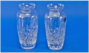 Pair of Stuart Cut Glass Vases, of tapering form, each 6 inches high.