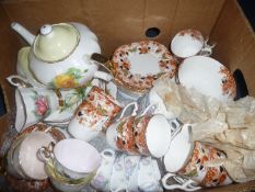 Box Containing Various Part Tea Sets, mainly early and mid 20th century.