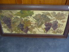 H.G. Hiller Mixed Media Painting on Wooden Panel, depicting trailing vines with fruit, in an oak