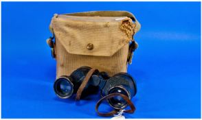 WW2 English Army Binoculars, `Grat and Apart`. Rel/Canada. In Canvas Case.