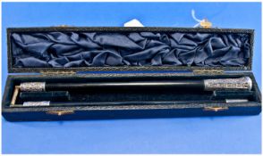 Silver Mounted Ebony Conductor`s Baton, Two Piece, Fully Hallmarked For London f 1921, Complete in