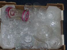 Box Containing Various Cut Glass Drinking Glasses, including Stuart Crystal.