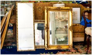 Three Various Gilt Framed Mirrors, one with bevel edged glass.