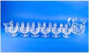 Collection of Cut Glass, comprising large jug, smaller jug, 5 glasses and 6 sundae glasses.
