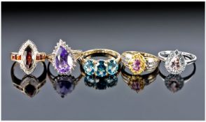 A Good Selection Of Quality Ladies 9ct Gold Stone Set Dress Rings. All fully marked. 5 rings in