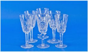 Waterford Fine Cut Crystal Set of Six Sherry Glasses.