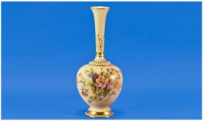 Royal Worcester Blush Ivory Floral Decoration Specimen Vase. Date 1912. 9.25`` in height.