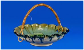 Hand Decorated Fruit Bowl with rope handle. (Studio art).