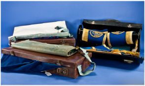 Three Cases Of Masonic Regalia, Comprising Cuffs, Aprons, Sashes, Jewels etc.