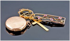 A Small Collection Of 9ct Gold Jewellery, comprising 9ct gold cross, Victorian 9ct gold locket, 9ct