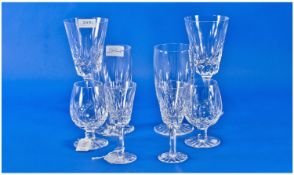 Four Pairs of Waterford `Lismore` Glasses, comprising large wine glasses, bulbous shaped glasses,