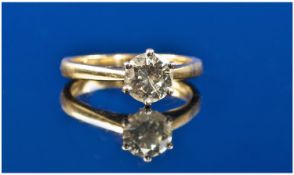 18ct Gold Diamond Solitaire, Round Modern Brilliant Cut Diamond, Claw Set, Estimated Diamond Weight