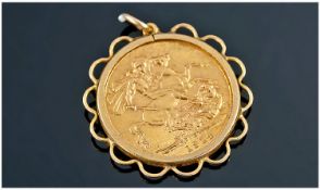 George V Full Sovereign/Pendant. Date 1914. E.F condition.