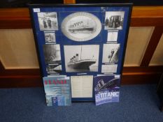 H.M.S Titanic Large Modern Framed Poster Together With Two Pamphlets.