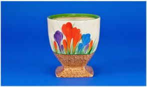 Clarice Cliff Hand Printed Pot `Crocus` Design. Circa 1930. 3.5 inches in height.