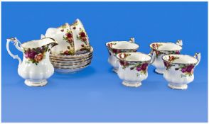 Royal Albert Part Tea Set ``Old Country Rose,`` consists of 6 cups and saucers and one cream jug.