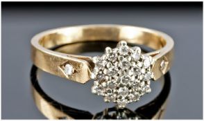 9ct Gold Diamond Cluster Ring, Fully Hallmarked, Ring Size N