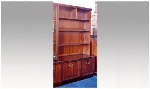 Modern Mahogany Effect Shelving Unit, of two-tier form.