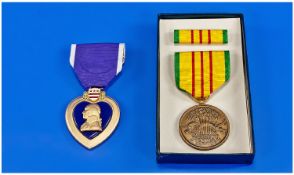 Vietnam Service Medal And A US Purple Heart