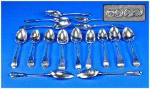 A Very Good Collection Of Georgian & Victorian Silver Teaspoons, 239 grams. 16 in total comprising