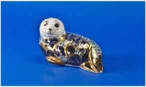 Royal Crown Derby Paperweight. Harbour seal. Number 1334 in limited edition of 4500. Gold button.