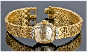 Jaeger-Le-Coulter 1960`s 18ct Gold and Diamond Set, Ladies Manual Wind Wrist Watch, No.927575. With