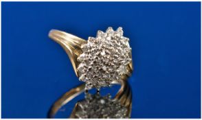 9ct Gold Set Diamond Cluster Ring. Fully hallmarked. Estimated weight 50 points.