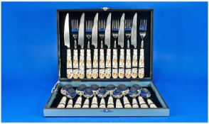 Minton S Haddon Hall Fine 24 Piece Cutlery Set, ceramic handles, Haddon Hall design. Boxed.