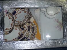 Box of Ceramics, comprising part late Victorian tea set, various plates, etc.