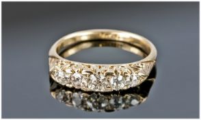 Antique 18ct Gold Set Five Stone Diamond Ring. Set with old cut diamonds. Colour H/I, clarity P2.
