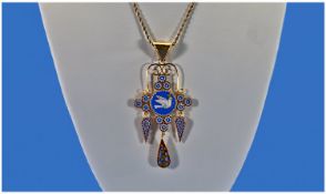 18ct Gold Mosaic Set Pendant supported on a 9ct gold chain. Retails £2700,