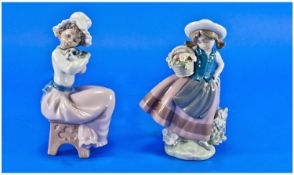 Lladro Figure Sweet Scent. Model number 5221. Issued 1984. 6.25 inches in height. Plus a Nao figure