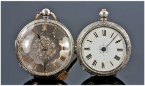 Victorian Ladies Fine Ornate Silver Key Wind Open Face Pocket Watch with a fine silvered dial and