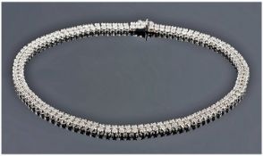 14ct White Gold Diamond Collarette, Set With Two Rows Of Over 200 Round Modern Brilliant Cut