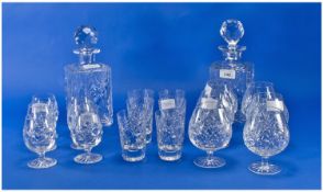 Royal Doulton Glass Collection, comprising two spirit decanters, six large brandy glasses, six