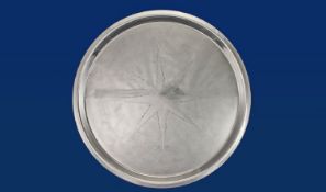 A Useful German WMF Round Silver Plated Serving Tray with raised rim and on three ball feet. Marked