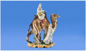 Capo-Di-Monte Impressive Large Figure Of A Camel With Rider & Attendant. 20.5`` in height.