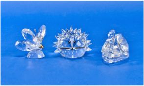 Swarovski Cut Crystal Figures ( 3 ) In Total. 1/ Swan Large Size, Designer Max Schreck Num.