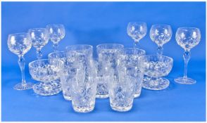 Collection of Cut Glass, comprising 6 wine glasses, 8 beakers and 6 sundae dishes, all star cut