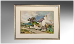 After Heaton-Cooper 1864 - 1929 Small Holding / Cottage overlooking the sea / coast. Watercolour,