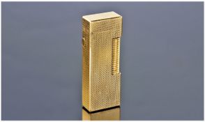 Dunhill Lighter, Engine Turned Gold Tone Case, Marked To Base US Re24163 Patented