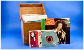 Collection of Records in a Wooden Box, comprising Harry Secombe, Neil Diamond, Greatest Hits of