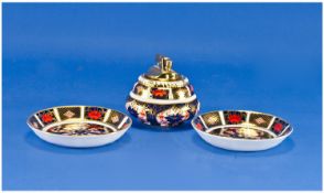 Royal Crown Derby Imari Pattern Table Lighter Pattern 1128, 3`` in height. Plus a fine pair of