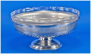 Viners Silver Art Deco Pedestal Fruit Bowl, with inner frosted glass liner, the silver bowl with