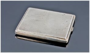 Silver 1930`s Bright Cut Cigarette Case. Hallmarked Birmingham 1934. 3.25 x 3.75 inches. 144.7