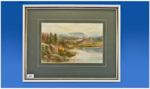 H.M.Krause, Watercolour, Scottish Scene, Inscribed on face `Loch Calavia & Ben Dronnaig, Rosshire;.